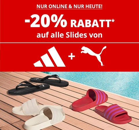 20% auf Slides von adidas und Puma