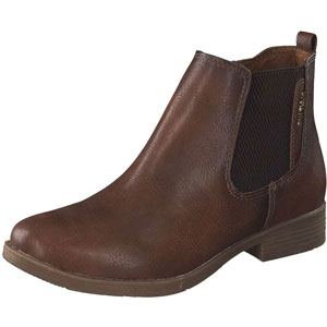 Tom Tailor Chelsea Boots - Braune Chelsea Boots in Leder-Optik mit Stretcheinsatz