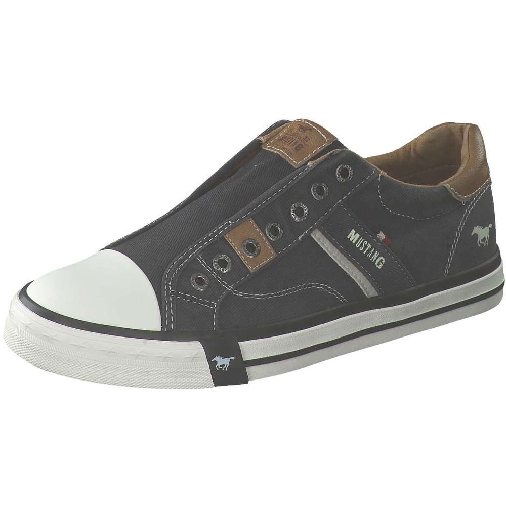 Mustang Leinen Slipper in schwarz